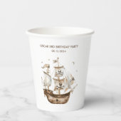 Piratenschip Bruin nautisch thema Verjaardag Papieren Bekers (Voorkant)