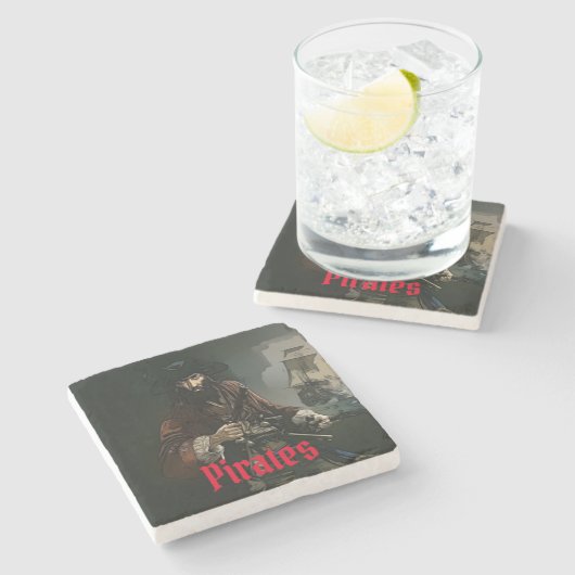 Piratenschip Captain Stone onderzetter (Zijkant)