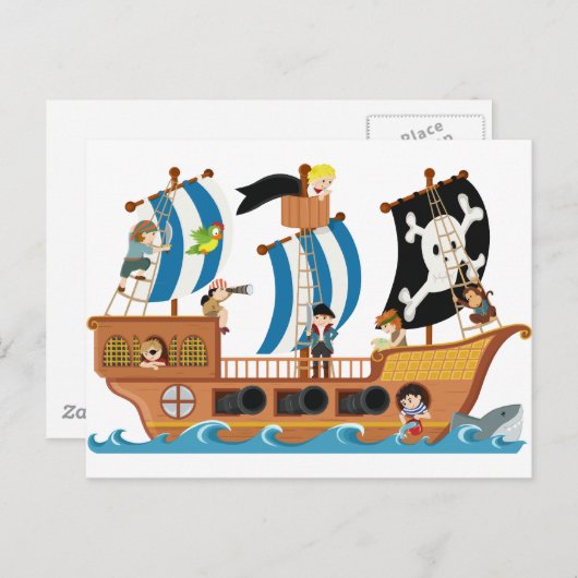 Piratenschip corsair briefkaart (Voorkant / Achterkant)