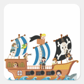 Piratenschip corsair vierkante sticker