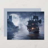 Piratenschip en kasteel briefkaart (Voorkant / Achterkant)