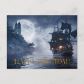 Piratenschip en kasteel Gelukkige verjaardag Briefkaart (Voorkant)