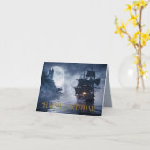 Piratenschip en kasteel Gelukkige verjaardag Kaart (Gele Bloem)