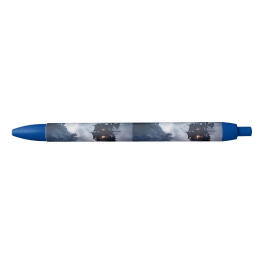 Piratenschip en kasteel zwarte inkt pen (Voorkant)