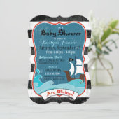 Piratenschip en Ocean Baby shower Invitation Kaart (Staand voorkant)
