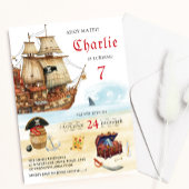 Piratenschip en schatkist Kinderen van Birthday Kaart