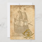 Piratenschip en schedel-uitnodiging kaart (Voorkant)