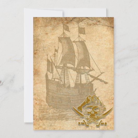 Piratenschip en schedel-uitnodiging kaart (Voorkant)