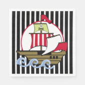 Piratenschip en Zwarte Strepen Servetten (Voorkant)