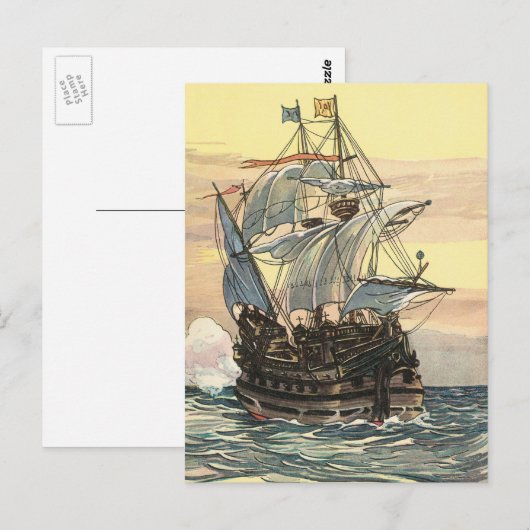 Piratenschip, Galleon Sailing on the Ocean Briefkaart (Voorkant / Achterkant)