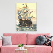 Piratenschip, Galleon Sailing on the Ocean Canvas Afdruk (Insitu (Woonkamer))