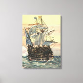 Piratenschip, Galleon Sailing on the Ocean Canvas Afdruk (Voorkant)