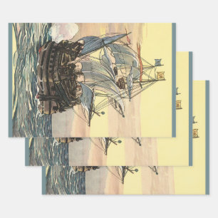  Piratenschip, Galleon Sailing on the Ocean Inpakpapier Vel