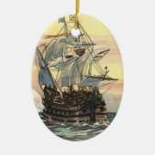  Piratenschip, Galleon Sailing on the Ocean Keramisch Ornament (Voorkant)