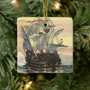 Piratenschip, Galleon Sailing on the Ocean Keramisch Ornament