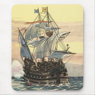 Piratenschip, Galleon Sailing on the Ocean Muismat