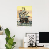  Piratenschip, Galleon Sailing on the Ocean Poster (Thuiskantoor)