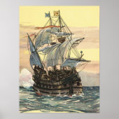  Piratenschip, Galleon Sailing on the Ocean Poster (Voorkant)