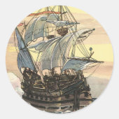  Piratenschip, Galleon Sailing on the Ocean Ronde Sticker (Voorkant)