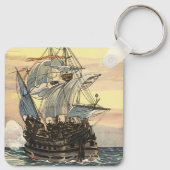  Piratenschip, Galleon Sailing on the Ocean Sleutelhanger (Achterkant)