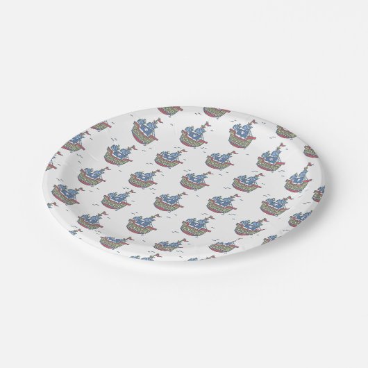 Piratenschip Gelukkige Verjaardag Papieren Bordje (Gekanteld)