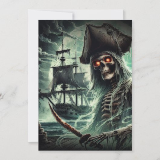 Piratenschip Ghost Halloween Kostuumfeest Kaart (Achterkant)