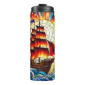 Piratenschip Glas in lood Art Thermosbeker (Voorkant)