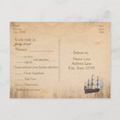 Piratenschip Grunge Verjaardagsfeest RSVP Briefkaa Uitnodiging Briefkaart (Achterkant)