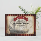 Piratenschip Grungy Grunge Party Uitnodiging (Staand voorkant)