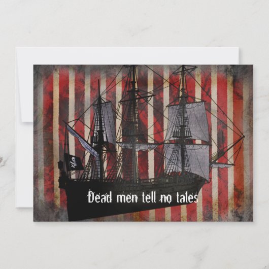 Piratenschip Grungy Grunge Party Uitnodiging (Achterkant)