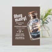 Piratenschip in een fles Verjaardag Kaart (Staand voorkant)