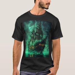 Piratenschip in het donkere zee T-shirt