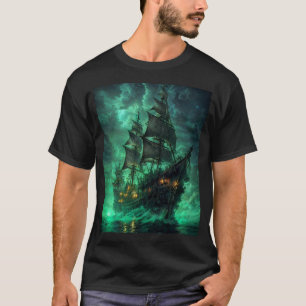 Piratenschip in het donkere zee T-shirt
