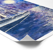 Piratenschip in het maanlicht poster (Hoek)