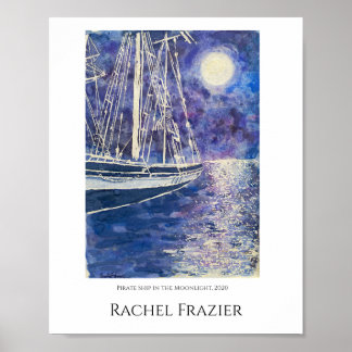 Piratenschip in het maanlicht poster