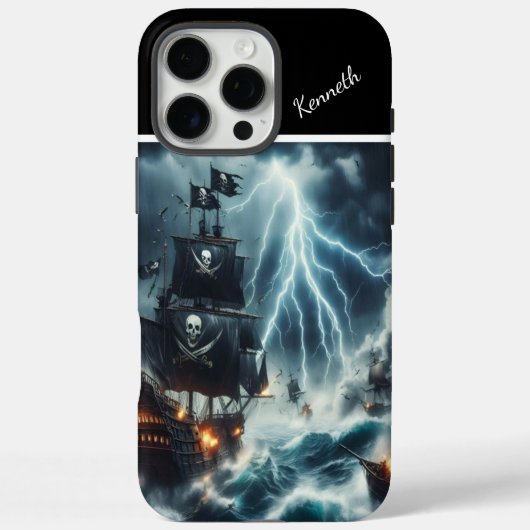 piratenschip in onweer Case-Mate iPhone case (Achterkant)
