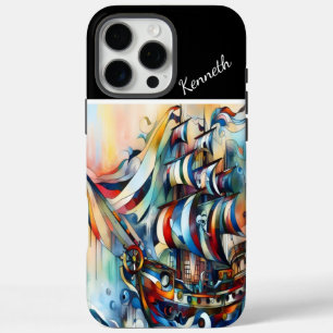 Piratenschip in stormachtig Zee iPhone 16 Pro Max Hoesje