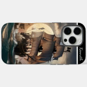 Piratenschip in stormachtige Zeeen Case-Mate iPhone Case (Achterkant (horizontaal))