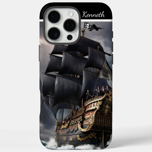 Piratenschip in stormachtige Zeeen Case-Mate iPhone Case (Achterkant)