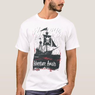 Piratenschip in stormachtige Zeeen - Minimalistisc T-shirt