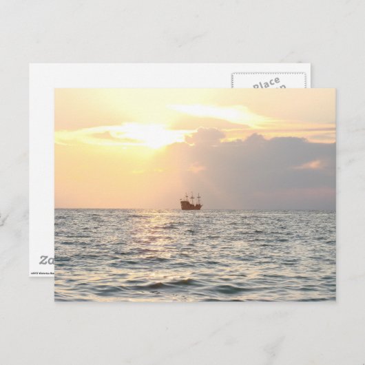 Piratenschip in Sunset Briefkaart (Voorkant / Achterkant)