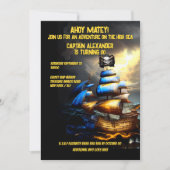 Piratenschip jolly roger vlag waterverf ahoy matey kaart (Voorkant)