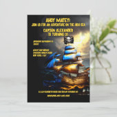 Piratenschip jolly roger vlag waterverf ahoy matey kaart (Staand voorkant)