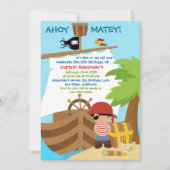 Piratenschip Jongen Verjaardagsfeestuitnodiging Kaart (Voorkant)