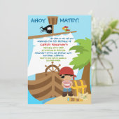 Piratenschip Jongen Verjaardagsfeestuitnodiging Kaart (Staand voorkant)