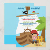 Piratenschip Jongen Verjaardagsfeestuitnodiging Kaart (Voorkant / Achterkant)