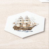 Piratenschip Kartonnen Onderzetters (Schuin)