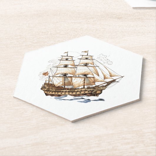  Piratenschip Kartonnen Onderzetters (Schuin)