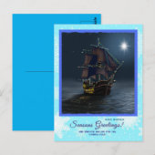 Piratenschip Kerstgroet briefkaart nautisch (Voorkant / Achterkant)