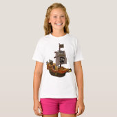 Piratenschip Meisjes T-shirt (Voorkant volledig)